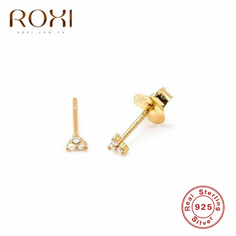 Gold ROXI Модные минималистичные серьги из стерлингового серебра 925 пробы для женщин хрящевая спираль три шара маленькая серьга серьги пирсинг ювелирные изделия - Окраска металла: Gold