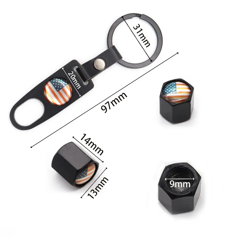 

3D metal car styling wheel tire valve cover distribution small wrench can also be used as a key ring suitable for American flag-