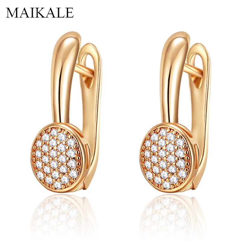 

MAIKALE Simple Zircon Ball Stud Earrings for Women Gold Cubic Zirconia Charm Earings Korean Earrings Fashion Jewelry Gift