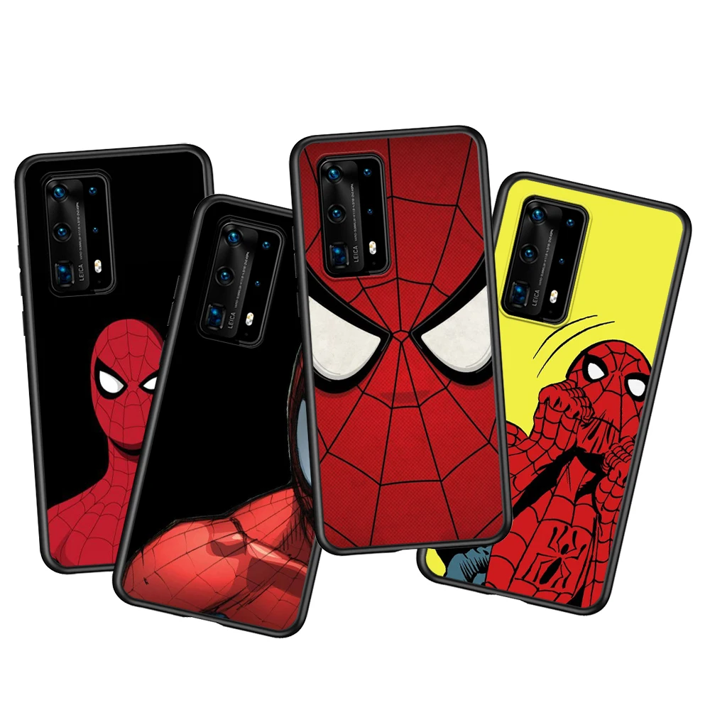 

Marvel Avenger Spiderman Soft TPU For Huawei P50 P40 P30 P20 Pro Plus P10 P9 P8 Lite RU E Mini 2019 2017 Black Phone Case