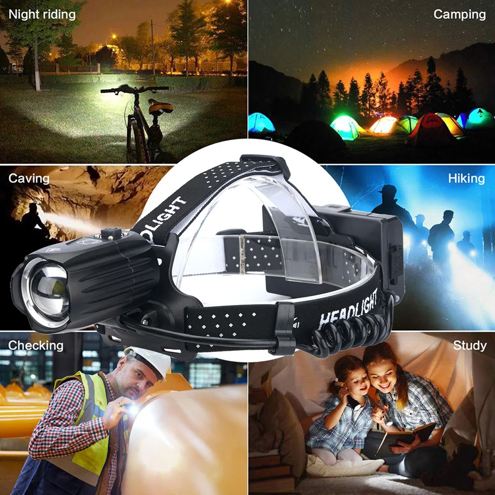Satılık Açık LED Far XHP90 En Güçlü Yüksek Güç Far 18650 şarj Edilebilir Kafa El Feneri Usb Açık Balıkçılık Kafa Lambaları