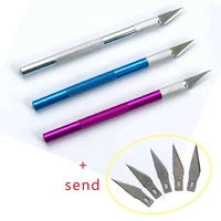 1 pcs sculpture knife and 6 blades engraving craft knives non slip metal scalpel hand tool set cutter carving repairing tools