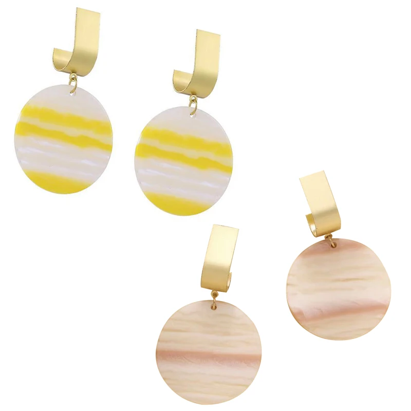 

Acrylic Round Drop Earring for Women Sliver Needle Dangle Earring