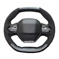car steering wheel cover anti slip black genuine leather for peugeot 4008 2017 2018 3008 2017 2018 car accessories