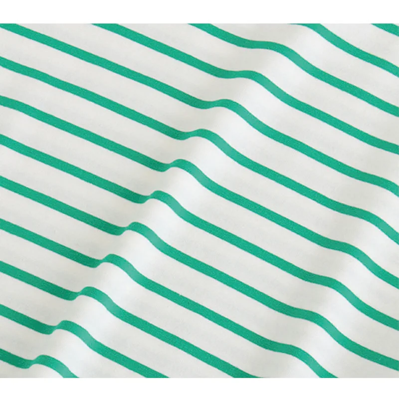 

ZA Summer Tops Women 2021 New Half Sleeve Round Neck Loose T-shirt Cotton Striped Printed Fresh Green Simple Chic Causal Tops