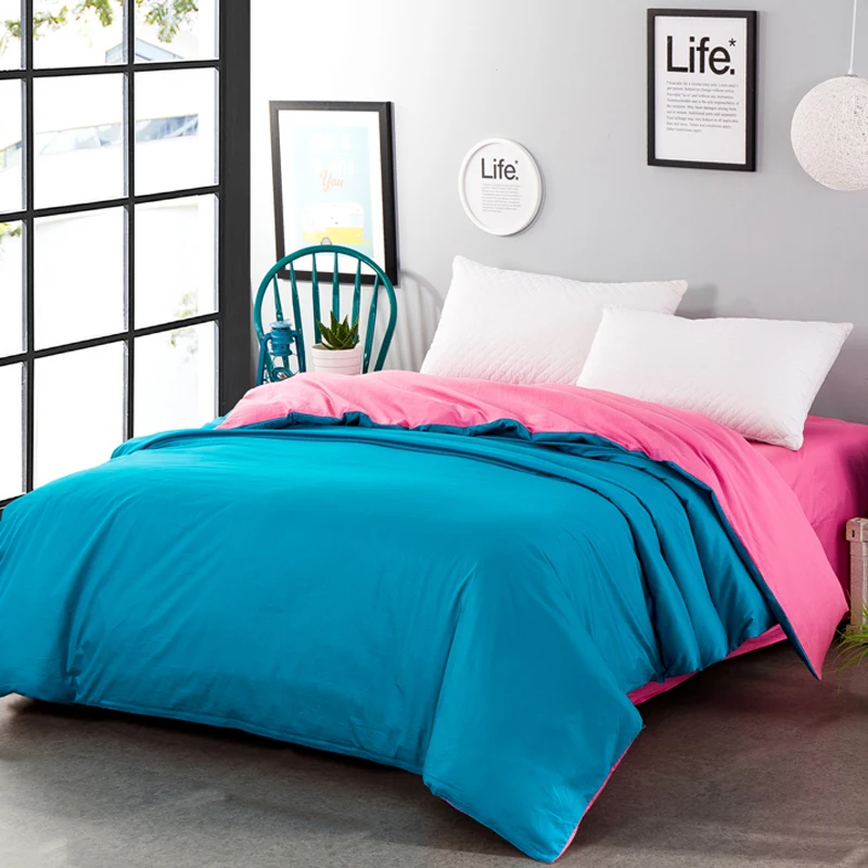 

Plain double-piece cotton quilt cover One piece cotton quilt cover Contrast color Nordic simple queen size bedding