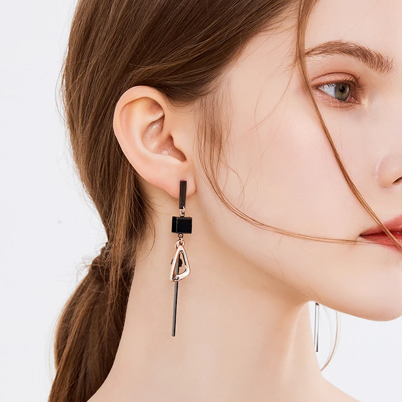 ZHEN TOMOMI корейские массивные милые геометрические длинные серьги с металлическим