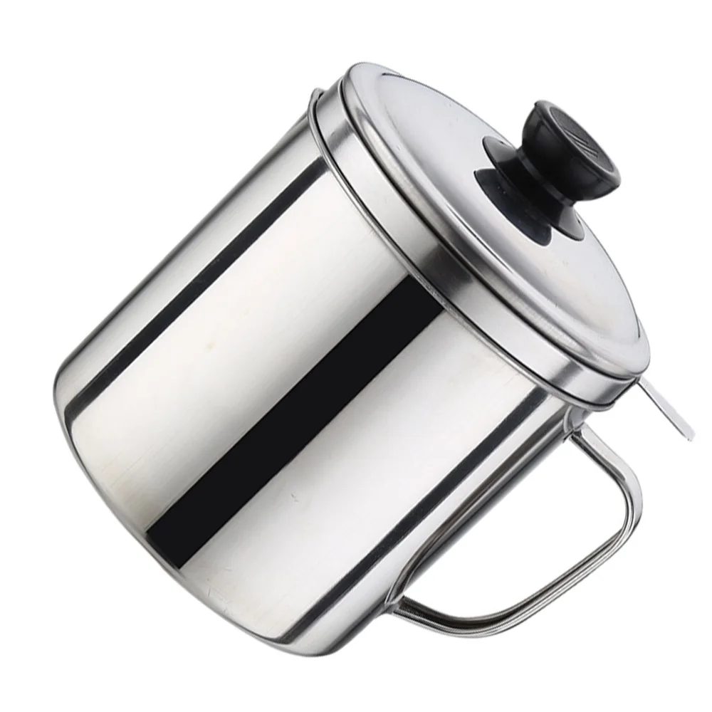 

1Pc Stainless Steel 1.4L Oil Container Oil Filter Cup Grease Can (Silver)