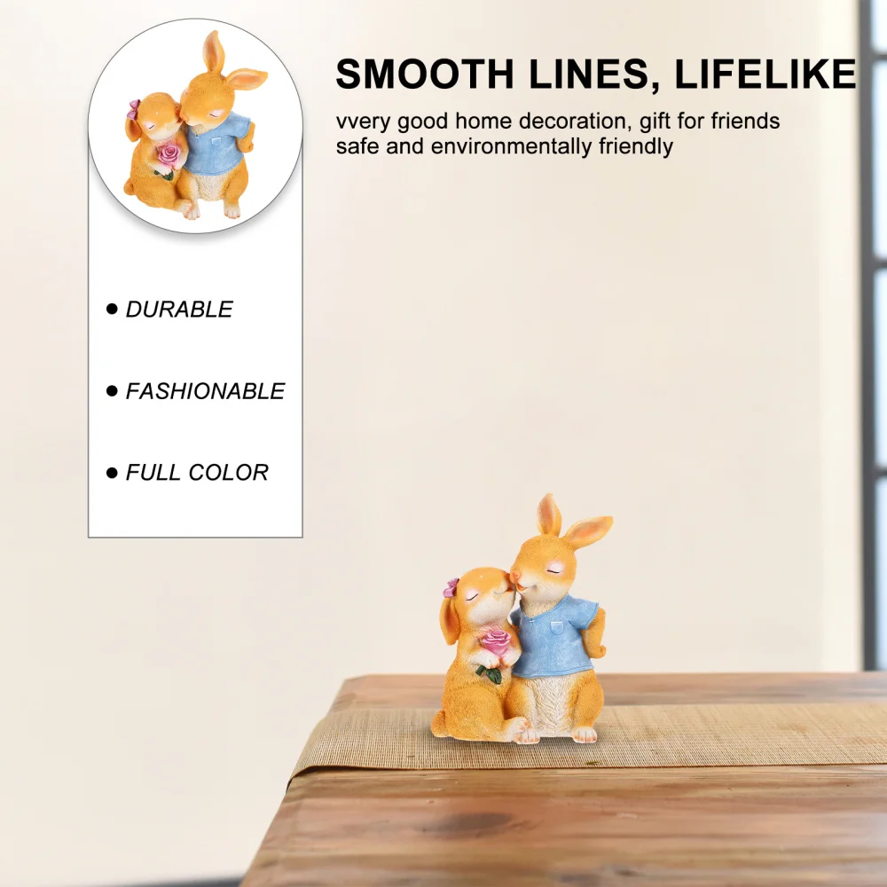 

Creative Couple Bunnies Adornment Adorable Garden Home Decor Accessory