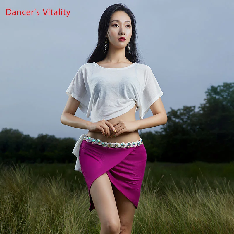 Женский костюм для восточных танцев однотонная летняя одежда с коротким рукавом