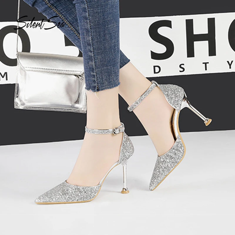 Женские туфли-лодочки Silentsea на высоком каблуке с острым носком и ремешком