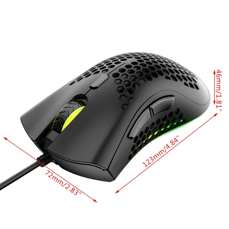 

Lightweight M7 Gaming Mouse Honeycomb Shell Ergonomic Mice with Soft Rope Cable for Computer Gamer Computer Peripheral