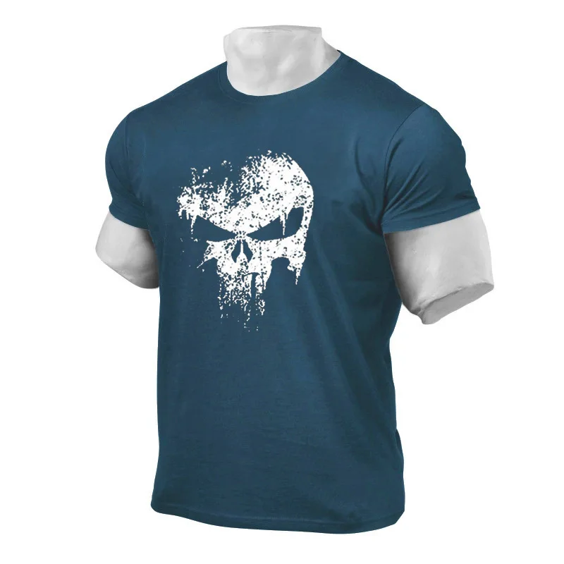 

New muscle men's T-shirt 3D printing T-shirt casual short-sleeved T-shirt fitness summer sports loose casual training clothing p