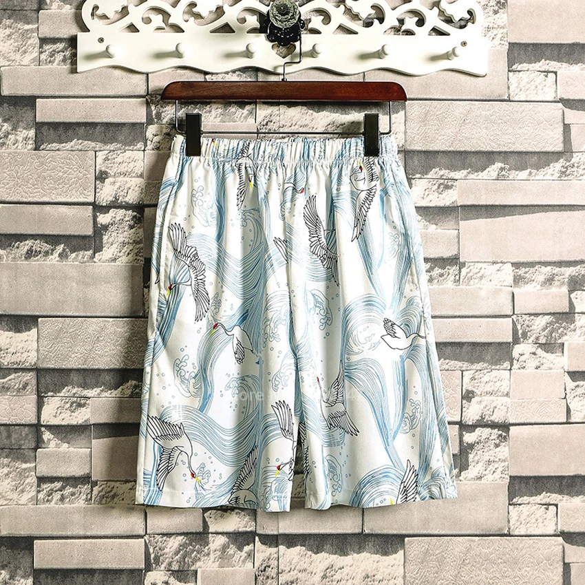 Японский традиционный стиль брюки самурайский кран 2020 Новые широкие уличная