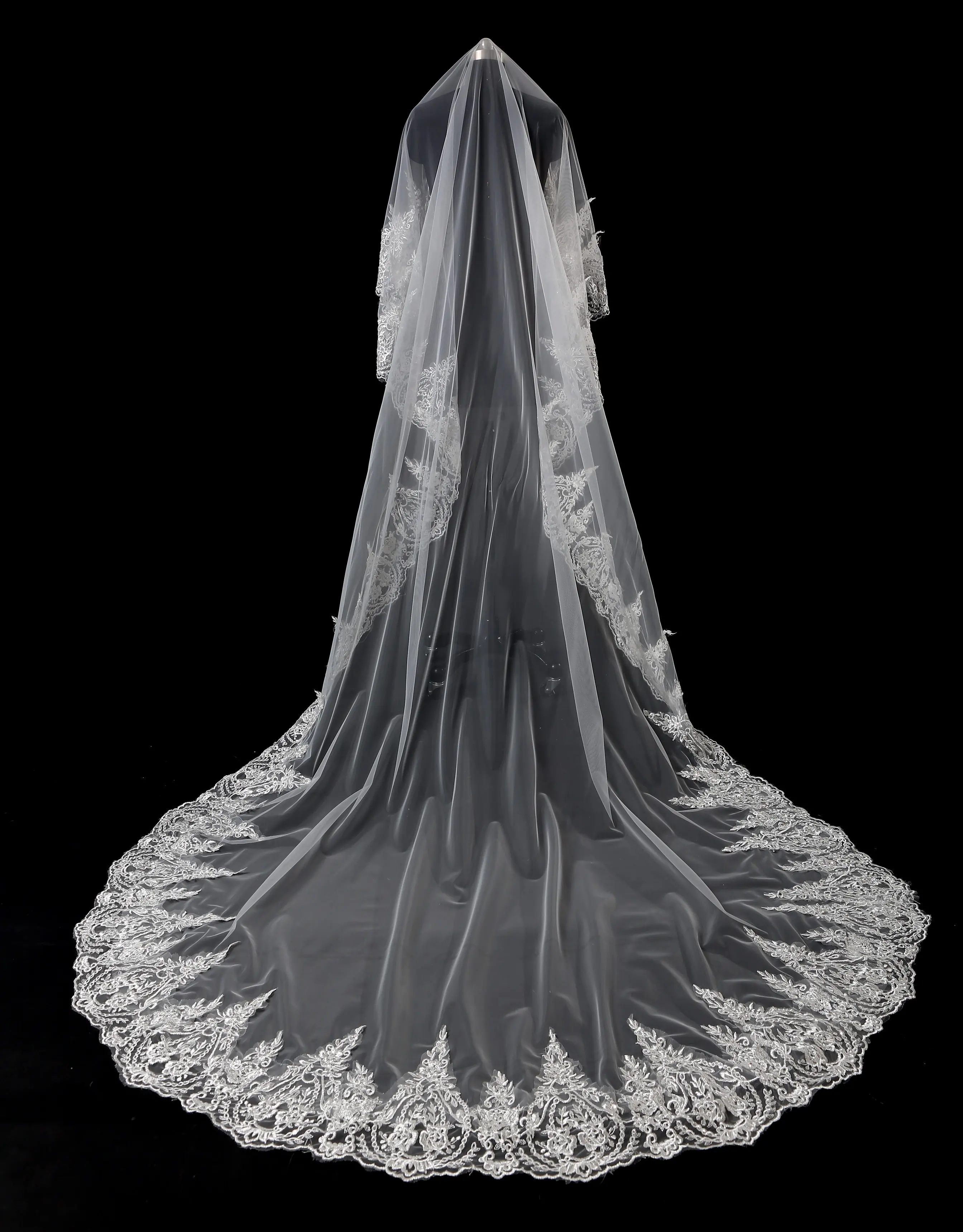 Роскошная свадебная фата длиной 3 метра с цветами однослойный свадебный