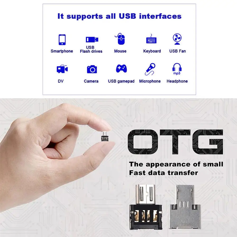 5 шт. адаптер Mini Micro USB Type-C OTG преобразователь USB-интерфейса в V8 Micro-передающий