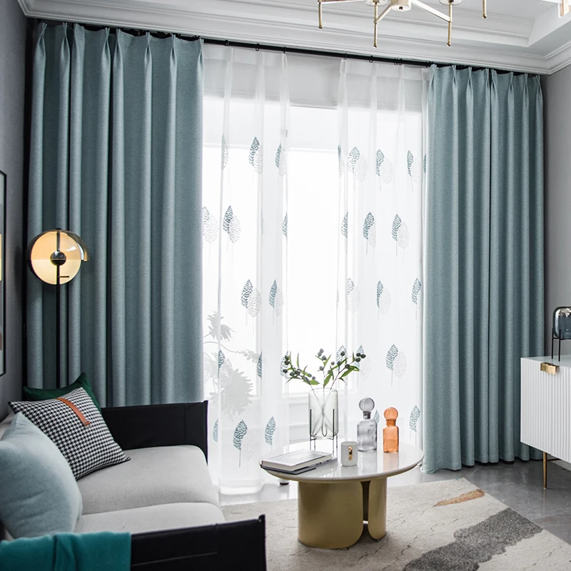 

Hooks Fabric Curtain Wire Material Cloth Living Room Luxury Curtains Blackout European Cortinas De Salon Home Items EA60CL