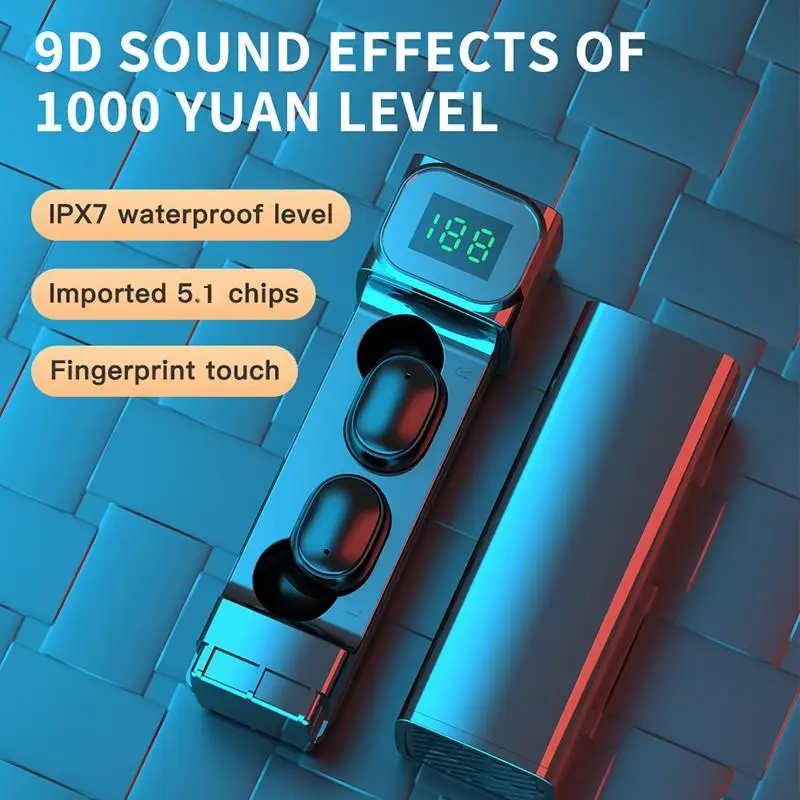 JIETMT Bqc-01 Tws Bluetooth Earphone 5.1 Wireless 9D HIFI Sport Earphone Mic Earbuds Gaming Music Headphones for A Mobile Phone