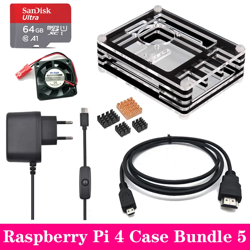 Raspberry Pi 4 акриловый корпус 9 слоев акриловый корпус с охлаждающим вентилятором алюминиевый радиатор для Raspberry Pi 4 Модель B Pi 4B
