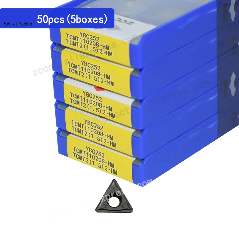 

50pcs ZCC Trigon Insert TCMT110208 -HM YBC252 TCMT 110208 HM carbide cutting cutter Ftool inserts TCMT110208HM for Steel