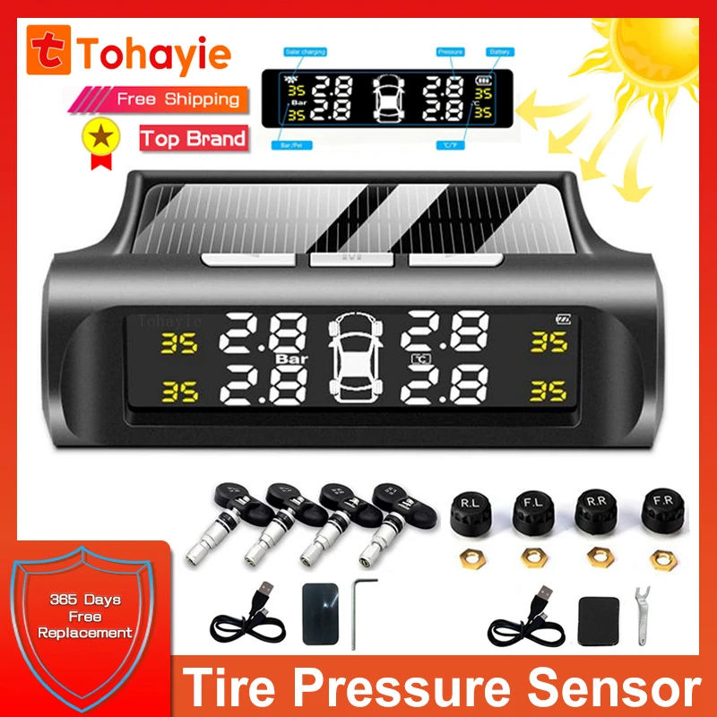 Умный автомобиль TPMS система мониторинга давления в шинах Солнечная энергия