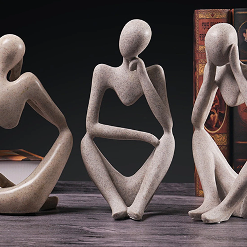 

Thinker Statue Resin Thinking Sculpture Ornaments Handmade Crafts Desktop Decoration For Home Office Stores Window Display