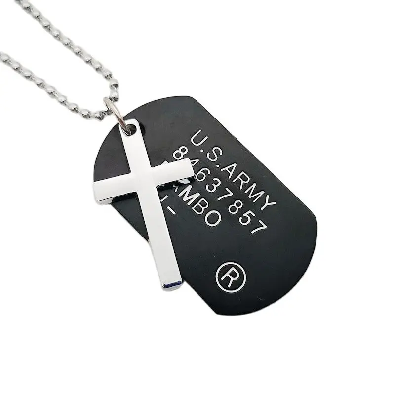 316L Нержавеющая сталь Крест & Dog Tag кулон Цепочки и ожерелья мужские легкие Мода
