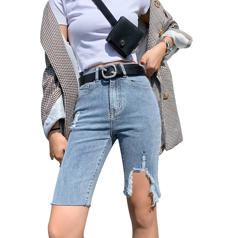 Джинсовые шорты в стиле ретро для женщин тонкие пикантные облегающие