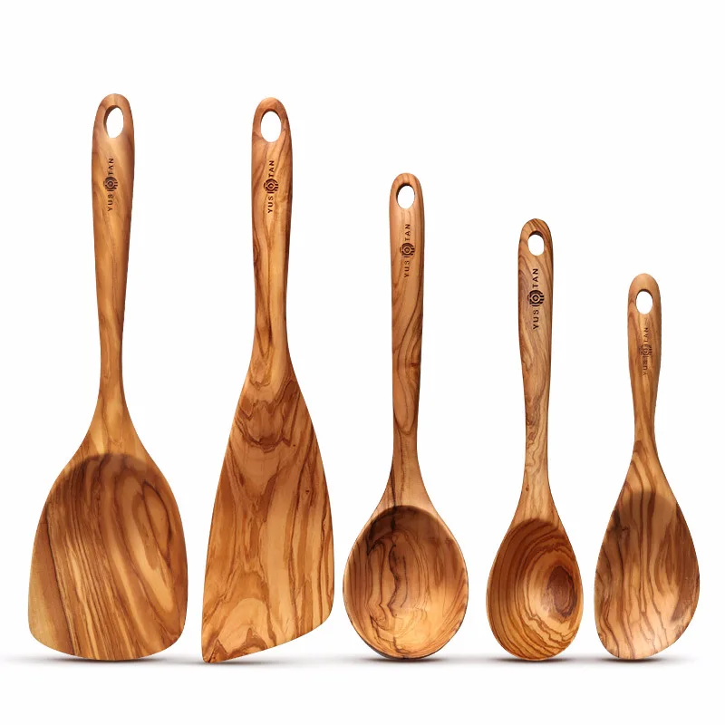 

Olive Natural Wood Tableware Spoon Spatula Cooking Spoon Scoop Kitchen Tool