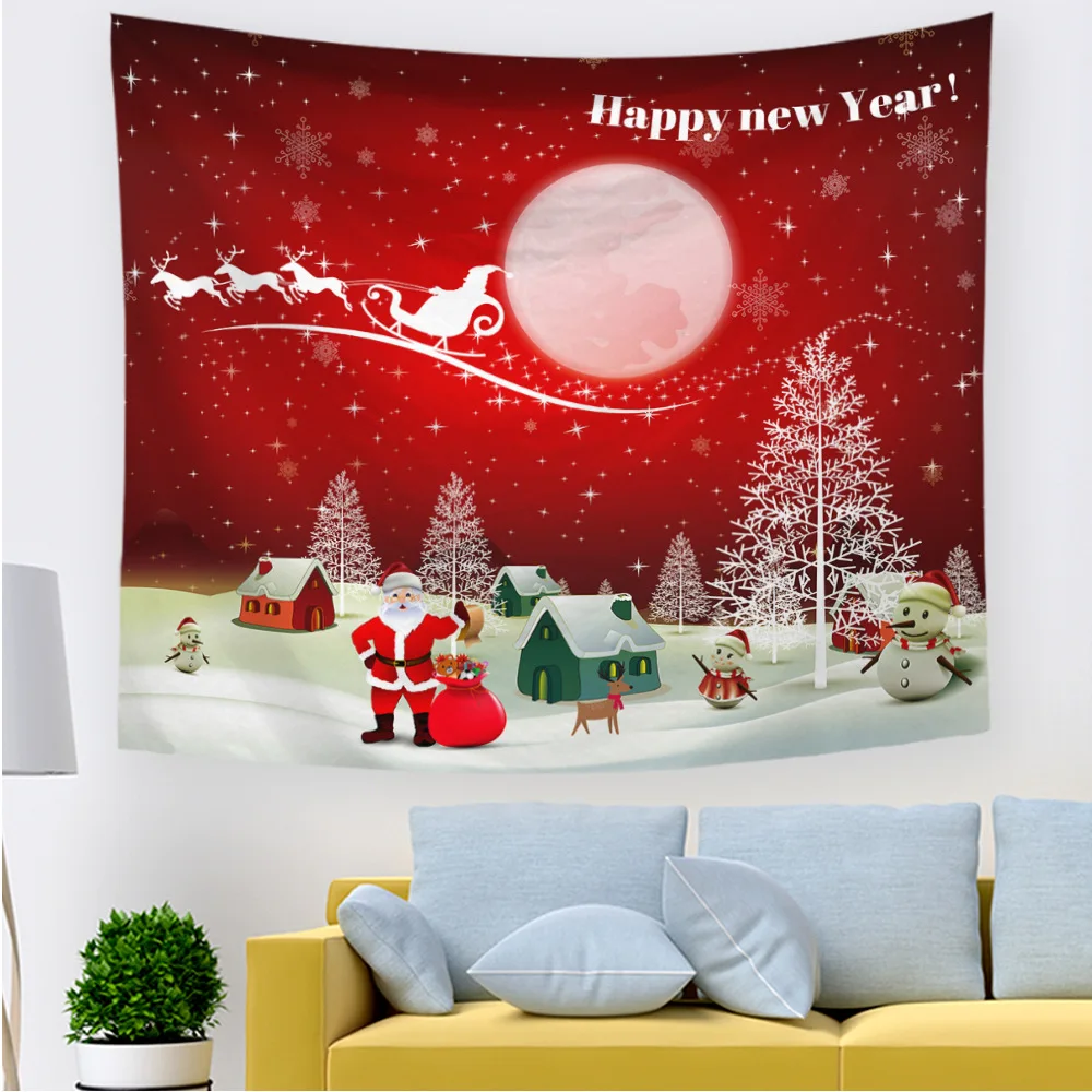 Счастливого Рождества гобелены настенная ткань с оленями коврики для йоги