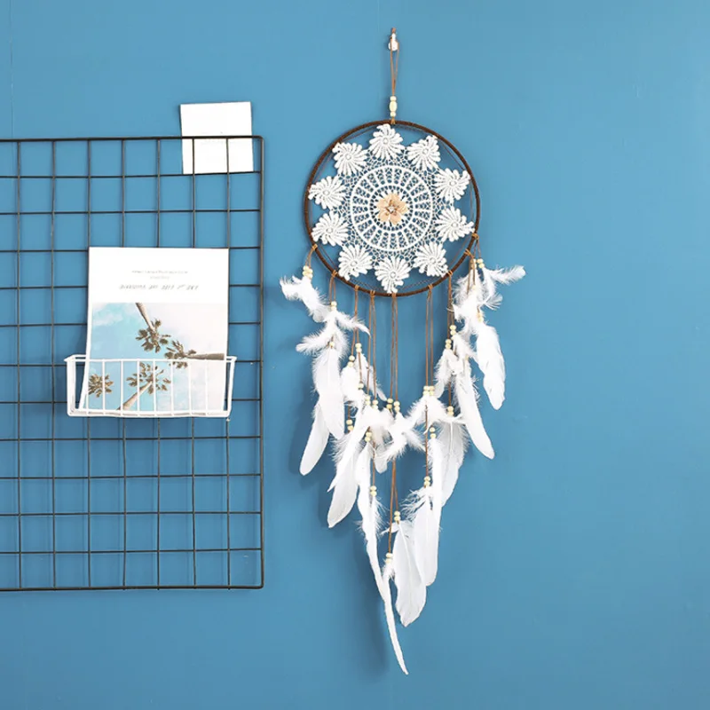 Indian Dreamcatcher hanging ornaments large wedding white feather pendant dream net wind chime creative wall XR165 | Дом и сад