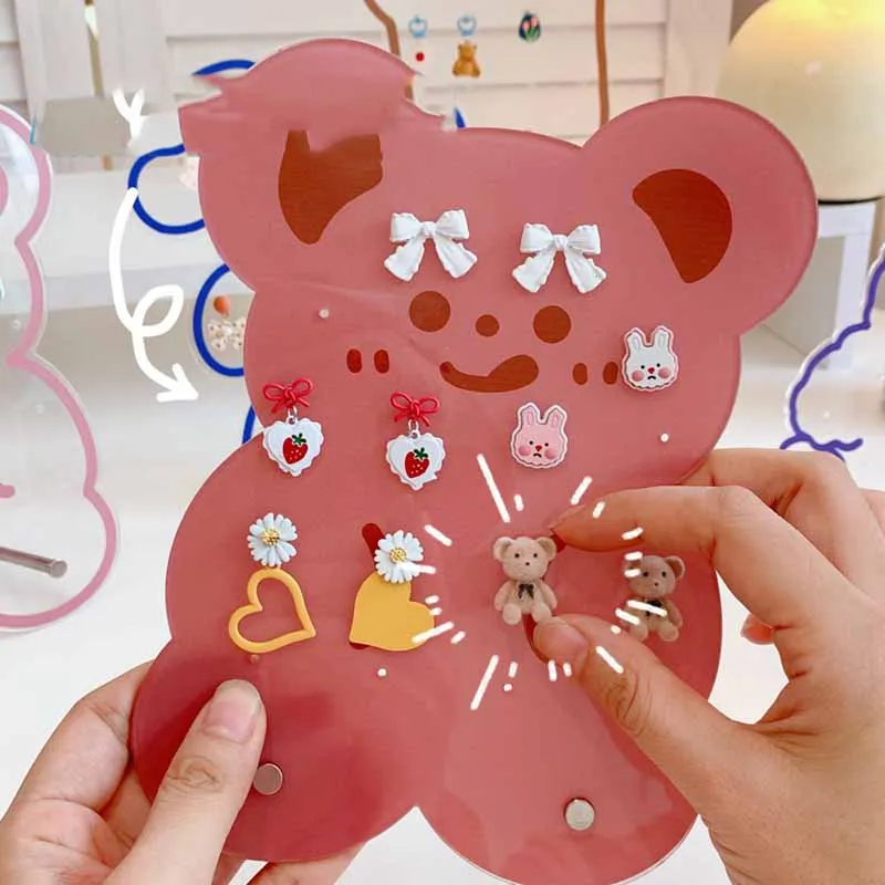 Творческая пластиковая стойка для показа милых экранчатых сережек из картона Creative Cartoon Plastic Clear Earrings Studs Display Rack Cute Screen Earring Jewelry Stand Holder Storage Box Supplies on.