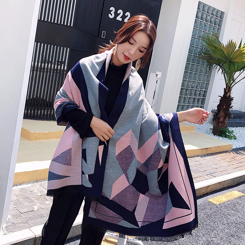 luxury brand plaid cashmere women scarf winter warm shawl and wraps pashmina lady long tassel female foulard thick blanket
