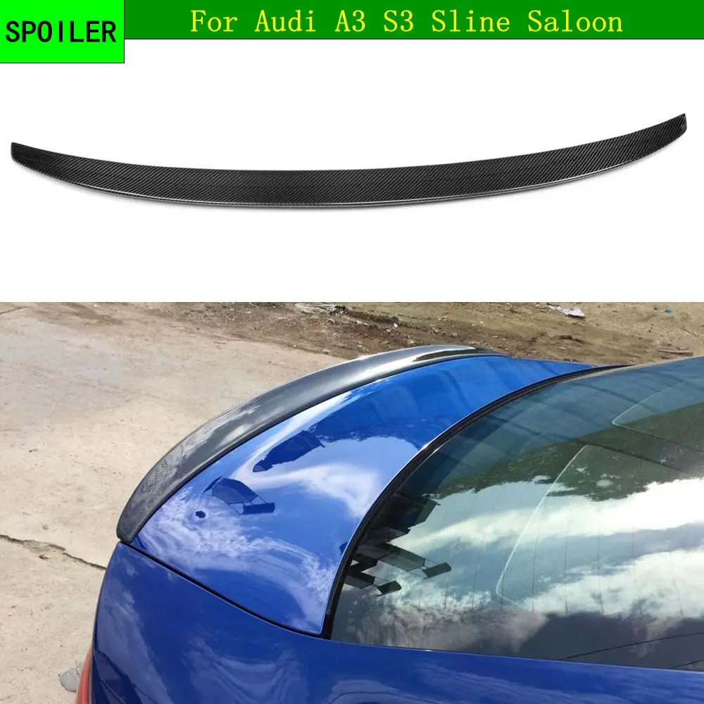 

Для A3 S3 гибкие чехлы из термопластичного полиуретана (углеродного волокна авто спойлер заднего багажника, крыла для Audi A3 S3 Sline 2014 2015 2016