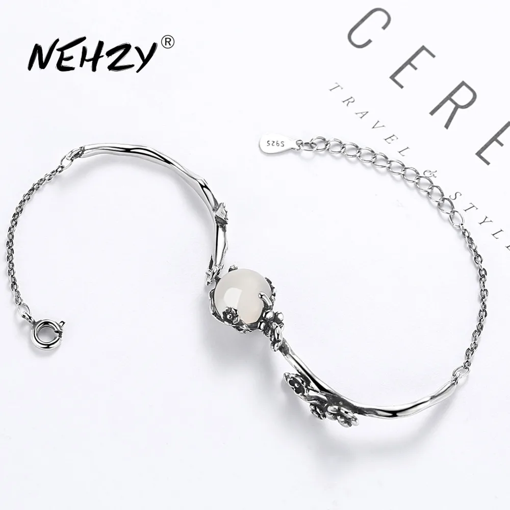 

NEHZY S925 Stamp bracelet high quality jewelry fashion woman retro plum agate bracelet length 19CM