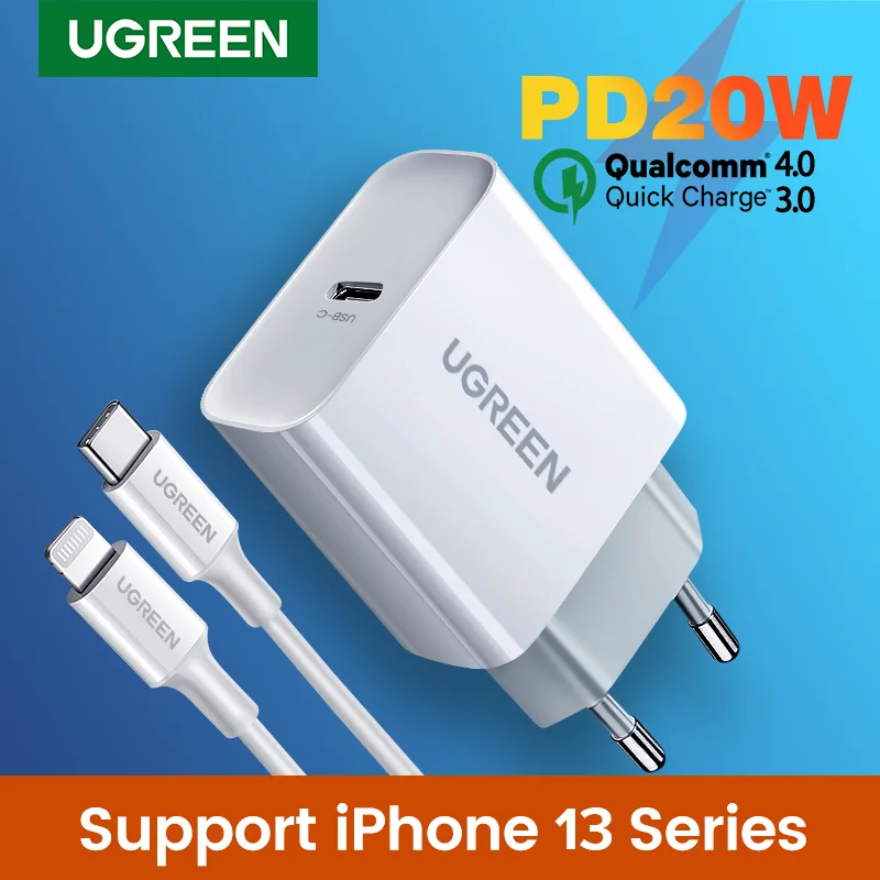 UGREEN-cargador r&aacute;pido 4,0 3,0 QC PD, 20W, QC4.0, QC3.0, USB tipo C, para iPhone 13, 12, Xs, 8, Xiaomi-0