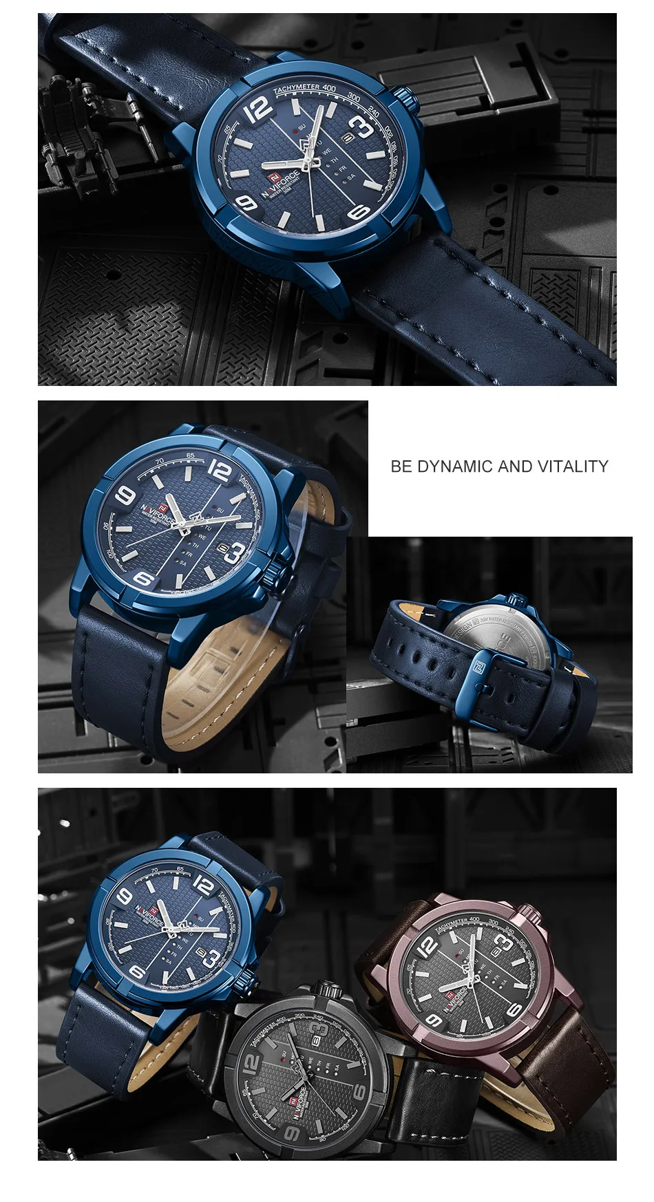 Часы наручные NAVIFORCE мужские в стиле милитари спортивные водонепроницаемые