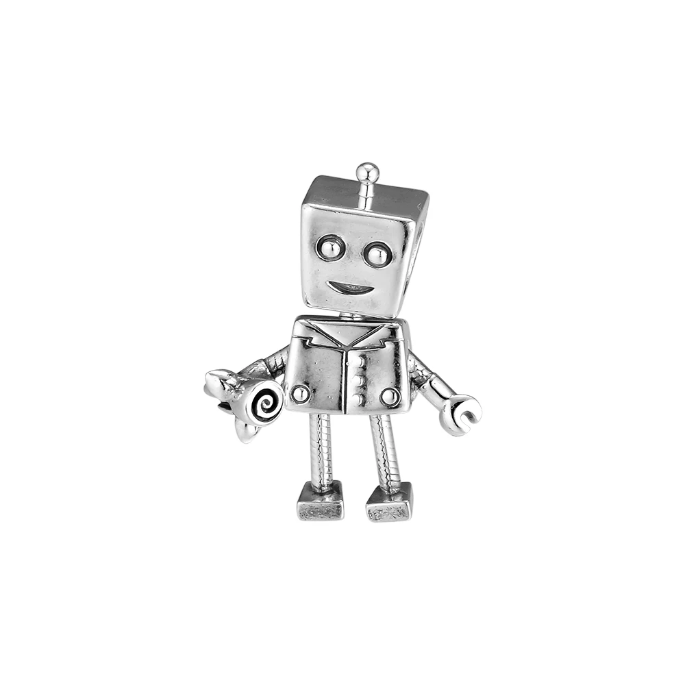 

Fits Europe Bracelet 925 Sterling Silver Rob Bot Charm Metal Beads DIY Jewelry Making Gift Berloque Charmsy