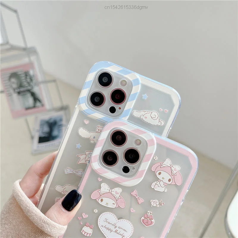sanrio kuromi my melody cinnamoroll cartoon cell phone case for iphone 11 12 pro max 7 8 plus xs xr se tpu soft back cover box free global shipping