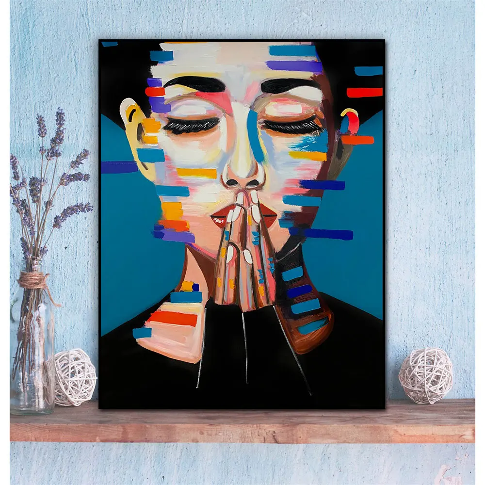

Colorful Pop Art Silent Girl Posters Prints On Canvas Painting Abstract Wall Art Picture For Living Home Gallery Decoration