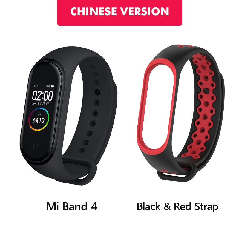 CN n RedB strap Из России Xiaomi Mi Band 4 фитнес браслет 0,95 дюймов AMOLED 120X240 полноцветный экран Bluetooth 5,0 браслет 50 м Водонепроницаемый - Цвет: CN n RedB strap