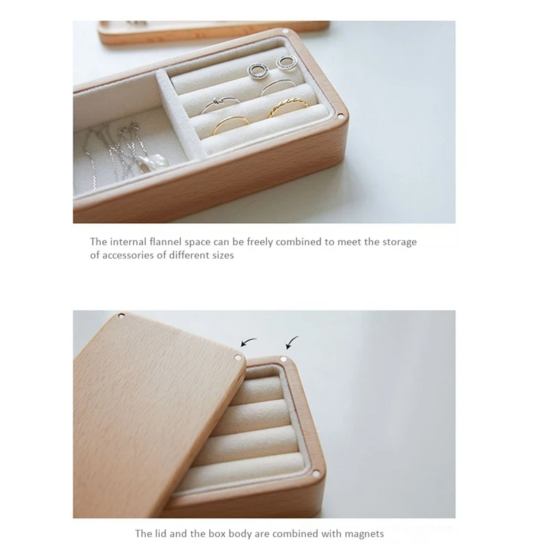 

Wooden Travel Portable Mini Storage Box Carrying Ring Necklace Bracelet Earring Earring Velvet Jewelry Box
