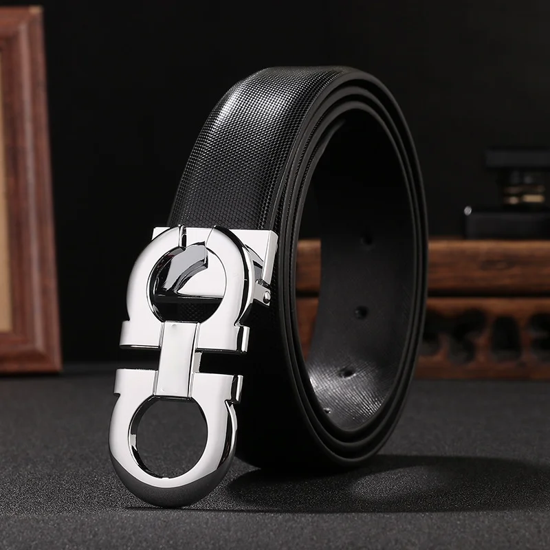 

New Designer Unisex Pearl Strap 8 Digital Smooth Buckle Fashion Business Leather Belt