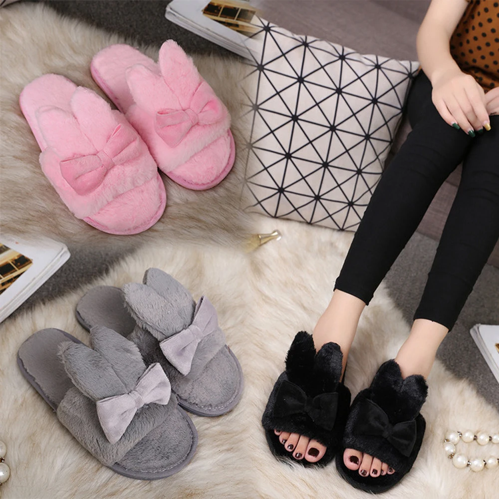 Осенняя повседневная обувь Wonmen Симпатичные плюшевые тапочки Мультяшные женские