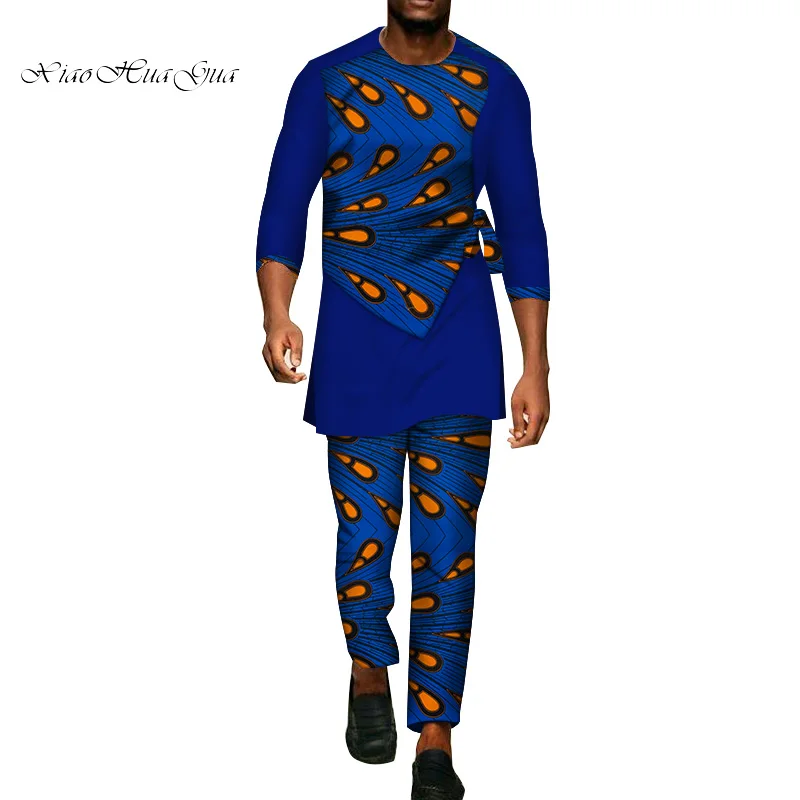 Комплект из 2 предметов рубашка и длинные брюки Дашики Мужская африканская