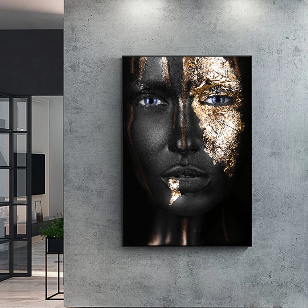 

DDWW Wall Art Painting Canvas Print Silver Paper Figure Painting Portrait Posters Wall Pictures For Living Room No Frame