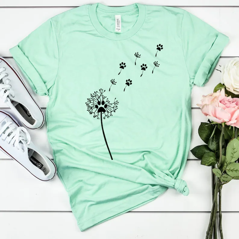 

Dandelion Dog Paw Shirt // Dog shirt // dog t-shirt // Dog Mom Shirt // women's t shirt // women's shirt - choose your colors