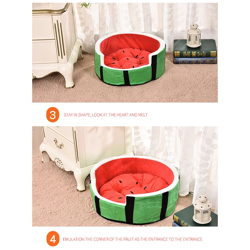 

Plush Dog and Cat Bed Home Comfort Pet Watermelon Bed Winter Pet Dens Small Dog Cat Kennel DSS899