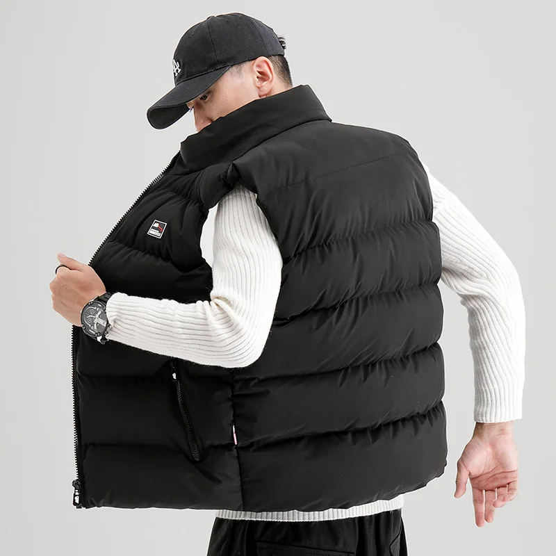 

New Arrival Black Men Vest Jacket Autumn Winter Fashion Casual Loose Zipper Plus Size M L XL 2XL 3XL 4XL