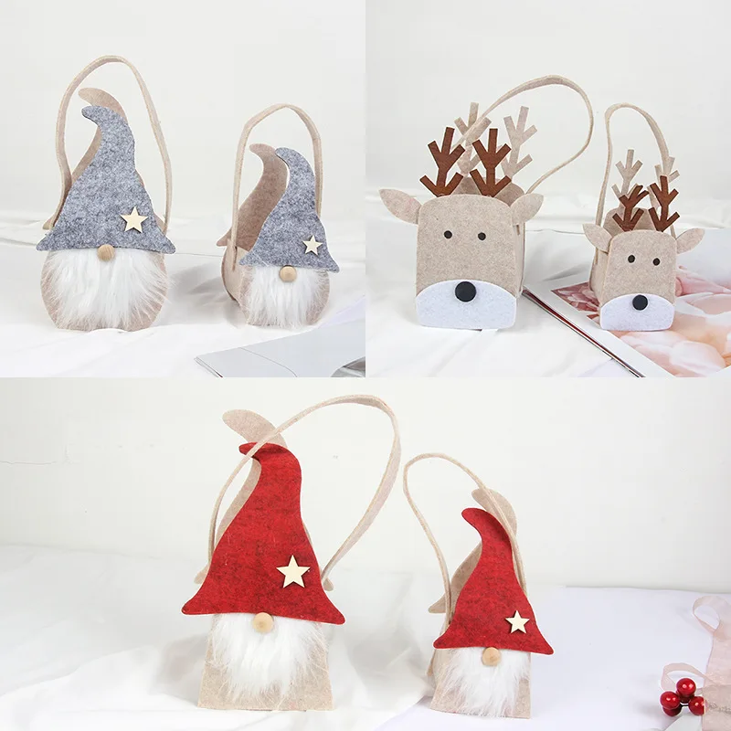 

Merry Christmas Gift Bags Candy Storage Basket Cute Candy Packaging Bag Kids Favors Xmas Decoration for Home New Year 2022